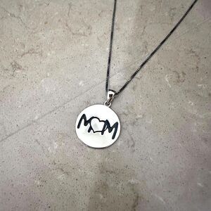 Sterling Silver "Im so glad you're my mom" Necklace-Rhodium Plated Chain